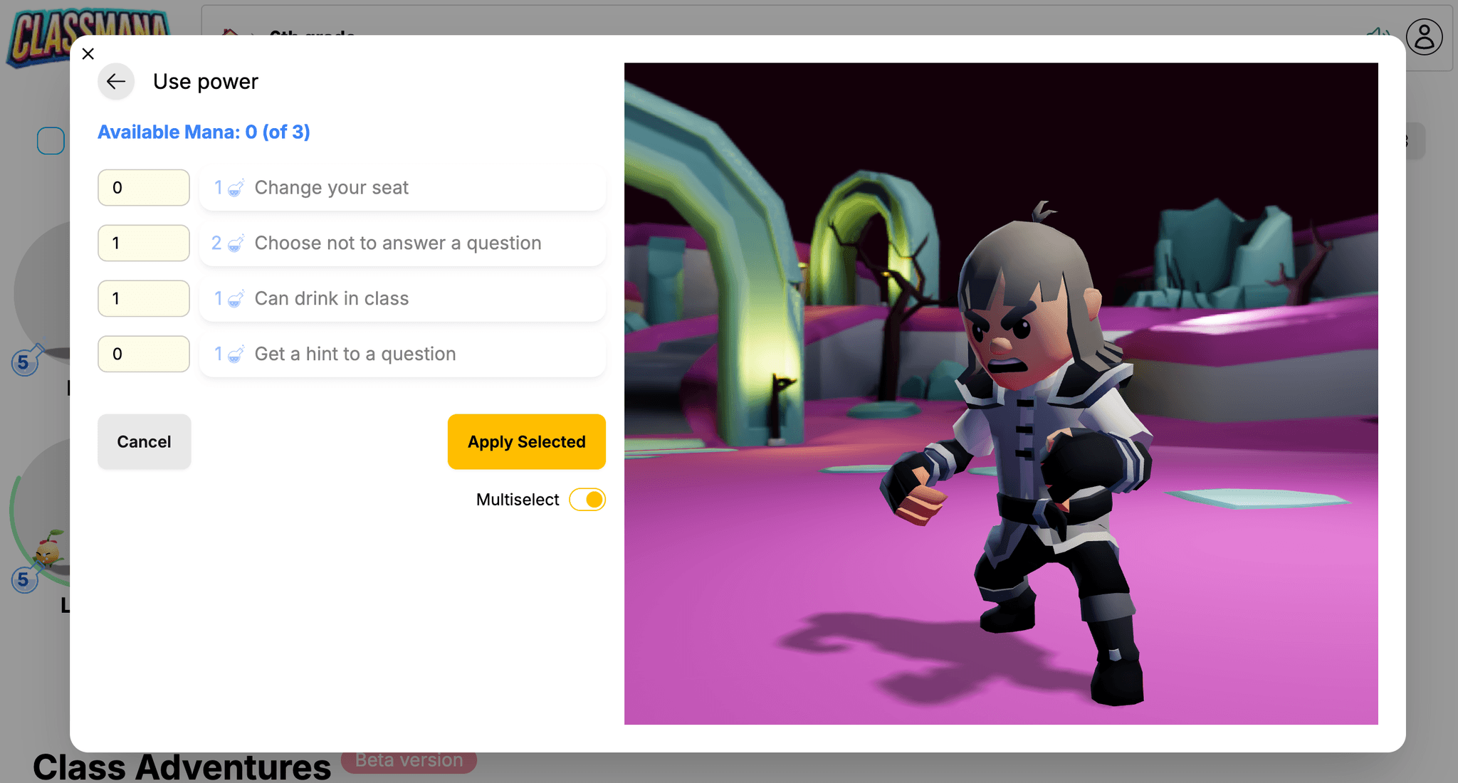 Mitme valiku režiimi lüliti võimete jaoks
