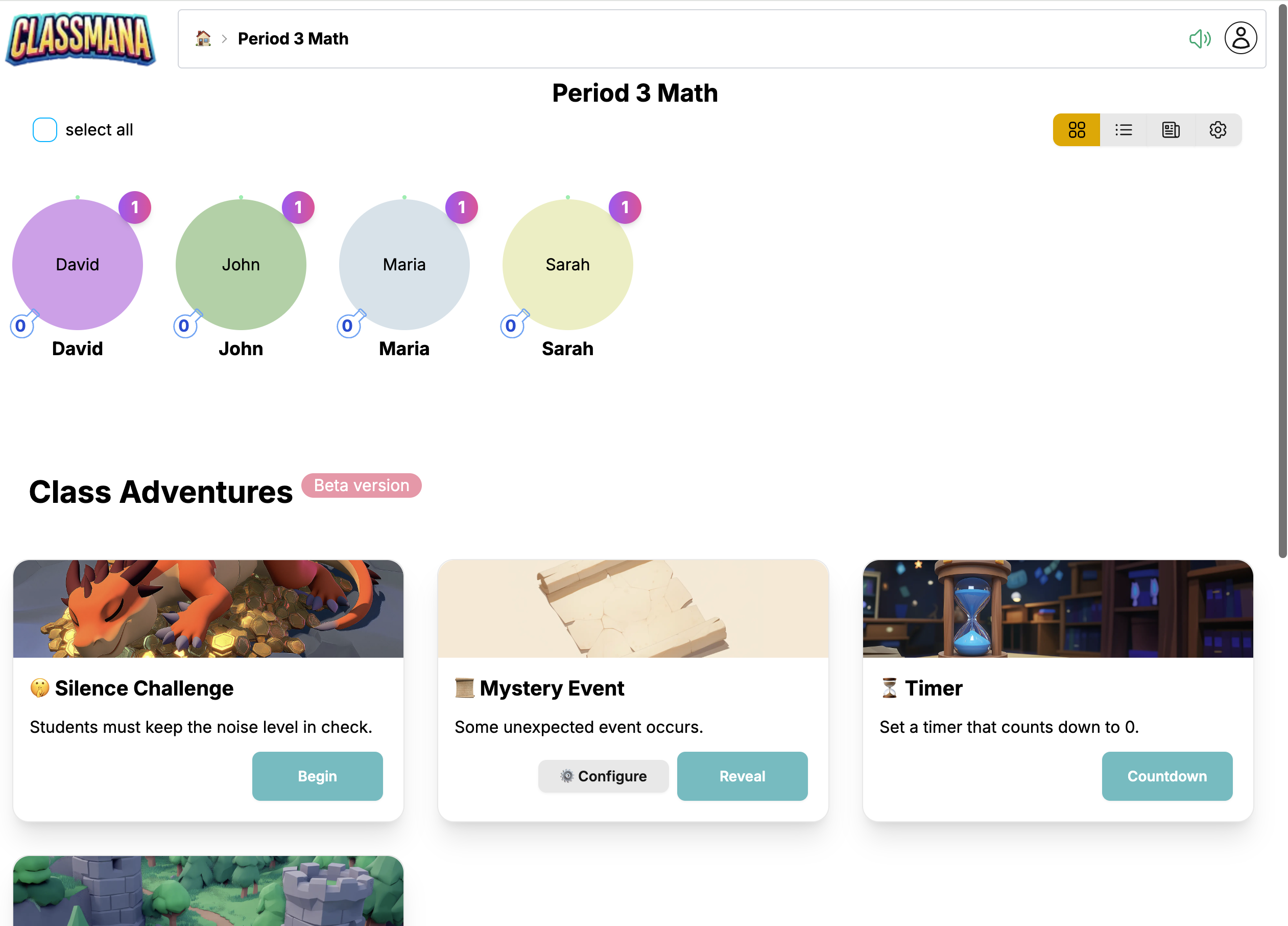 Klassi armatuurlaud pärast seadistust